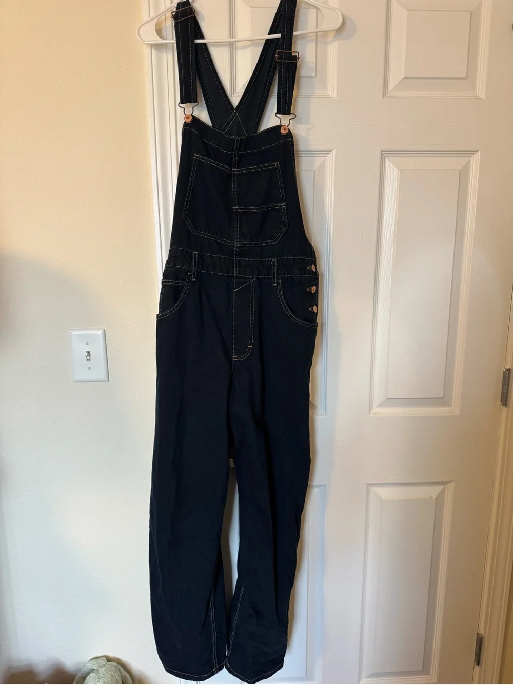 Free People Dark Indigo Denim Overalls